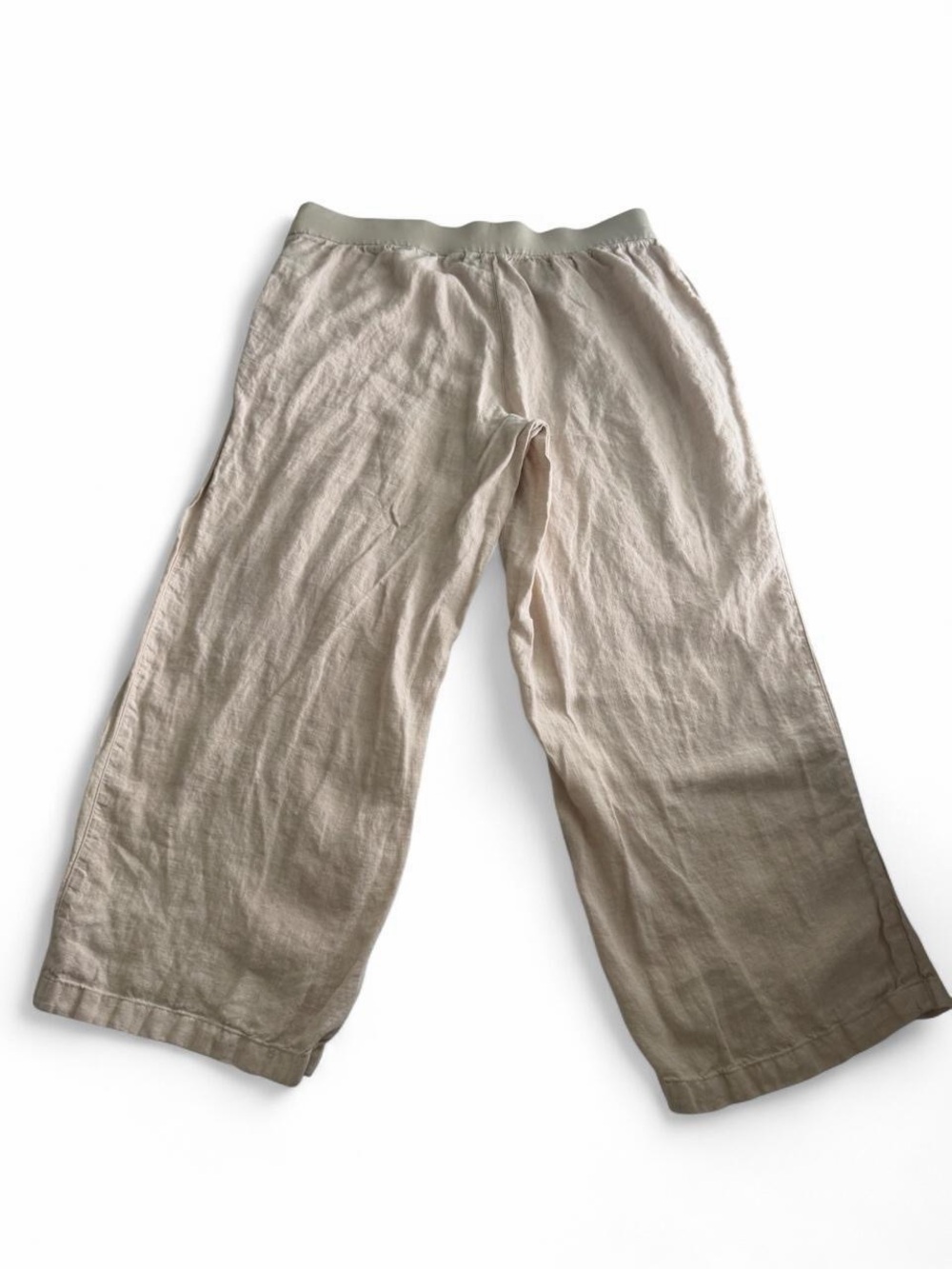 Lands End Plus Size 20 Linen Wide Leg Pants Beige Pull On Pockets Coastal Resort - Picture 9 of 9
